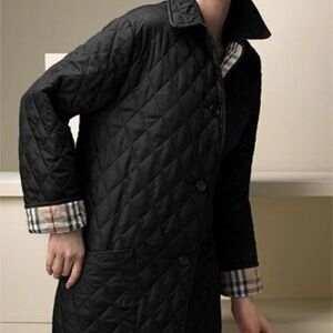 Burberry Quilted Lining Jacket with Classic Check and Black Interior